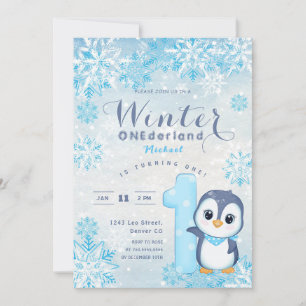Winter Onederland Snowflakes Blue Boy 1st Birthday