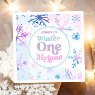 Winter Onederland Snowflakes Girl Snow Birthday Napkin