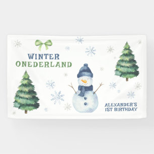 Winter Onederland Snowman 1st Birthday  Banner
