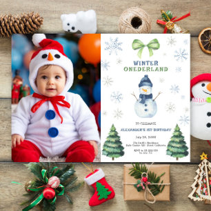 Winter Onederland Snowman 1st Birthday  Invitation