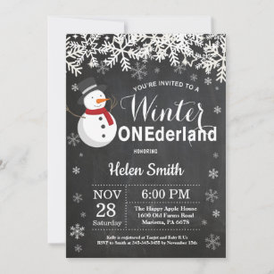 Winter Onederland Snowman 1st Birthday Invitation
