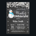 Winter Onederland Snowman Boy 1st Birthday Invitation<br><div class="desc">Winter Onederland Snowman Boy 1st Birthday Invitation. White Snowflake. Boy Birthday Party Invitation. Winter Holiday Bday. Chalkboard Background. Black and White. For further customisation,  please click the "Customise it" button and use our design tool to modify this template.</div>