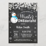 Winter Onederland Snowman Boy 1st Birthday Invitation<br><div class="desc">Winter Onederland Snowman Boy 1st Birthday Invitation. White Snowflake. Boy Birthday Party Invitation. Winter Holiday Bday. Chalkboard Background. Black and White. For further customisation,  please click the "Customise it" button and use our design tool to modify this template.</div>