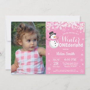 Winter Onederland Snowman Girl 1st Birthday Invitation