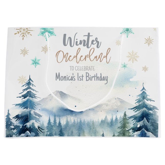 Winter onederland wonderful birthday large gift bag (Front)