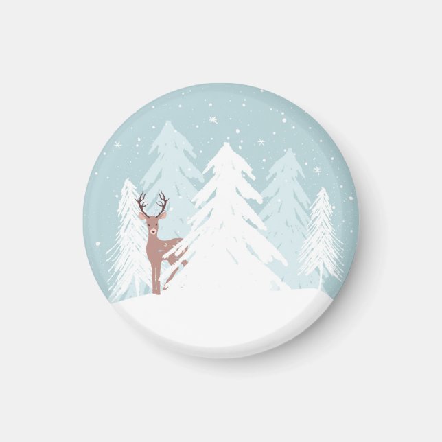 Winter Onederland Wonderland Deer Birthday Magnet (Front)