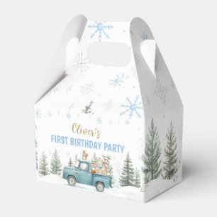 Winter Onederland Woodland Animals Birthday Favour Box
