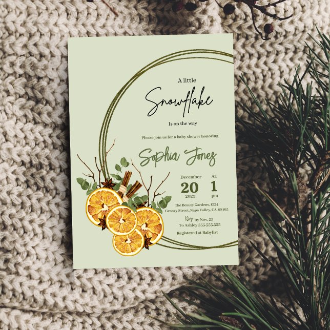 Winter orange dried citrus baby shower invitation (Creator Uploaded)