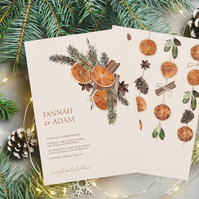 Winter Orange Slices Dried Citrus Cinnamon Wedding Invitation (Winter Orange Slices Dried Citrus Cinnamon Wedding Invitation)
