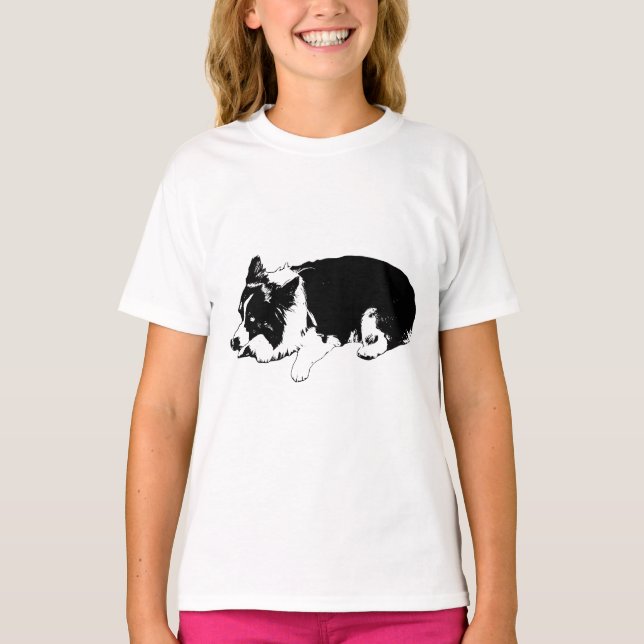 winter outline calm, corgi T-Shirt (Front)