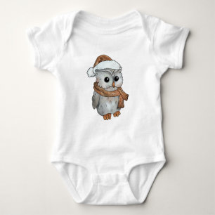 winter owl baby bodysuit