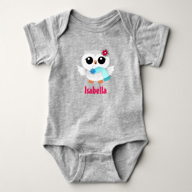 Winter Owl Baby Bodysuit (Front)