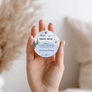 Winter Owl Bear Snowflake Thank You Baby Shower Classic Round Sticker