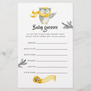 Winter Owl Christmas Baby Shower Guesses