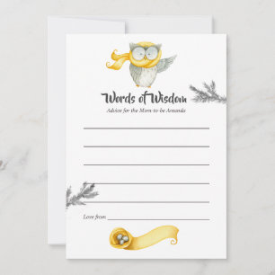 Winter Owl Christmas Baby Shower Mum Advice Card