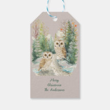 Winter Owl Christmas Woodland Art