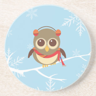 Winter Owl Holiday Coaster