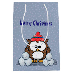 winter owl medium gift bag