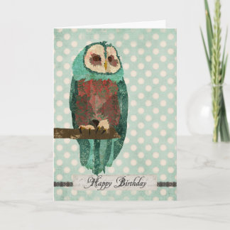 Winter Owl Polkadot  Birthday  Card