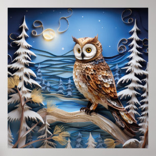 Winter Owl Poster