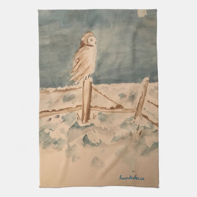 Winter Owl Tea Towel (Vertical)