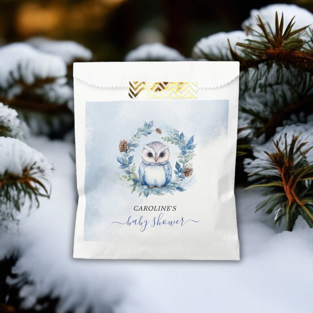 Winter Owl Watercolor Baby Shower Favour Bags (Winter Owl Watercolor Baby Shower Favor Bag)