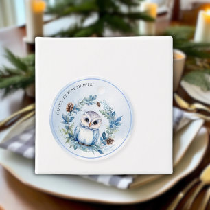 Winter Owl Watercolor Baby Shower Favour Tags