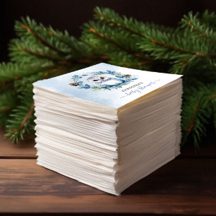 Winter Owl Watercolor Baby Shower Napkin