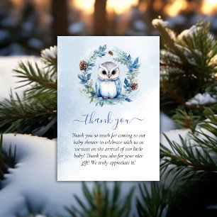 Winter Owl Watercolor Baby Shower Thank You
