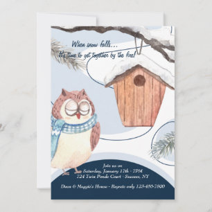 Winter Owl Watercolor Invitation