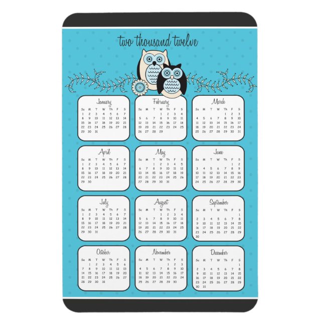 Winter Owls 2012 Calendar Magnet (Vertical)