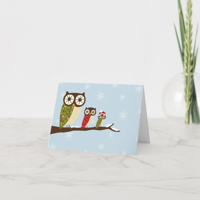 winter owls greeting holiday card (Front)