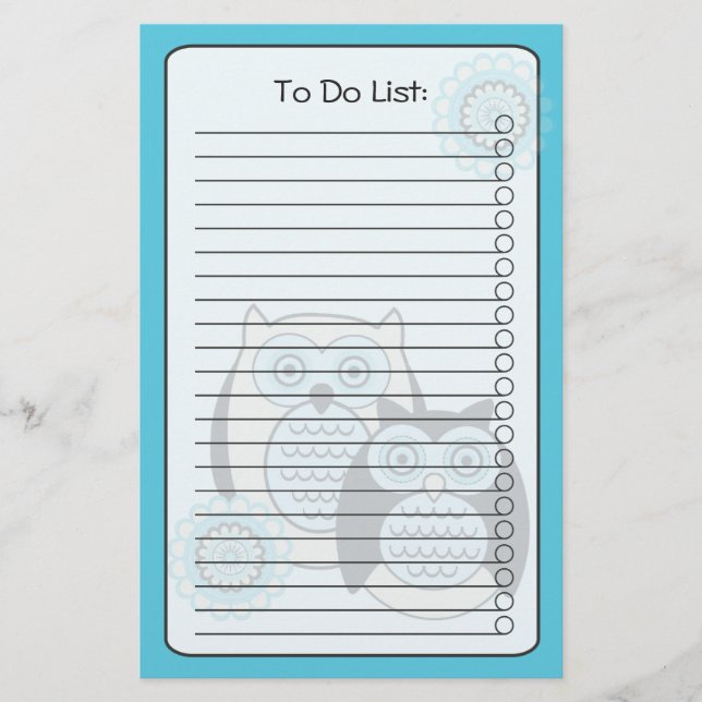 Winter Owls List Stationery (Front)