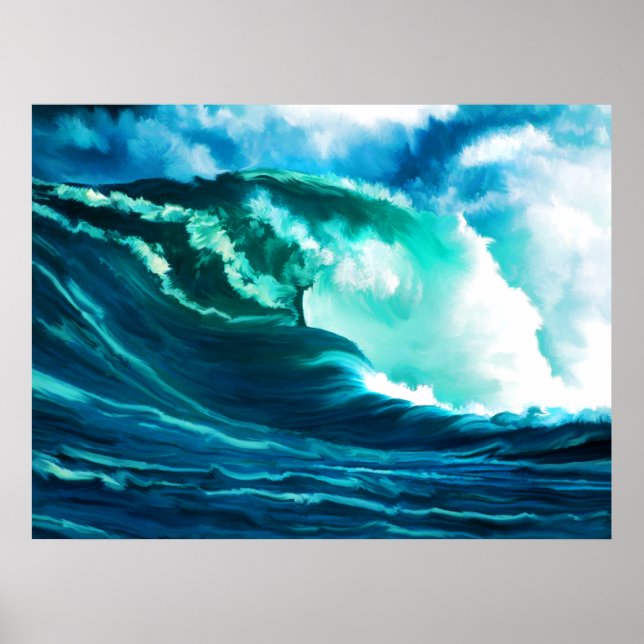 Winter Pacific Surf Oil Painting Poster (Front)