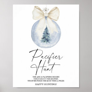 Winter pacifier hunt baby shower game poster