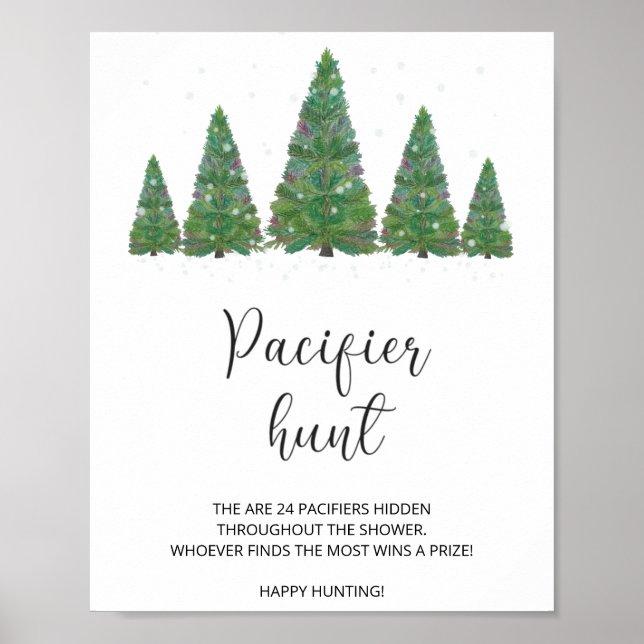 Winter Pacifier Hunt Sign. Find The Pacifier Game  Poster (Front)