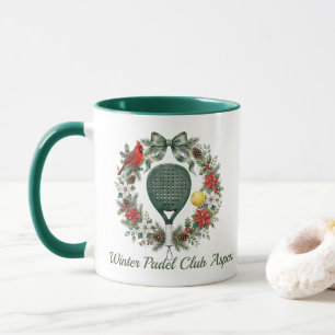 Winter Padel Club Aspen Christmas Wreath Cardinal Mug