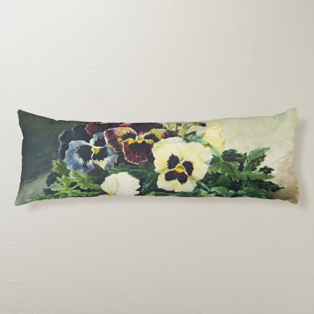Winter Pansies, 1884 Body Cushion (Front)