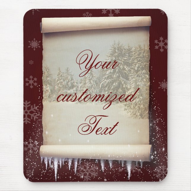 Winter Parchment Illustration Mouse Pad (Front)