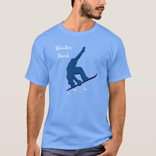 Winter Park Blue Snowboarder T-Shirt (Front)