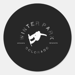 Winter Park Colorado Graphic Vintage Snowboard T Classic Round Sticker