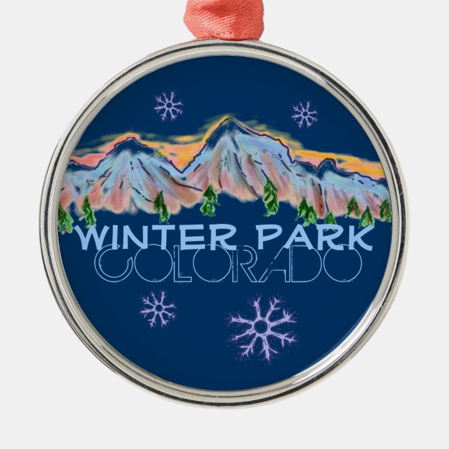 Winter Park Colorado mountain snowflake ornament (Front)
