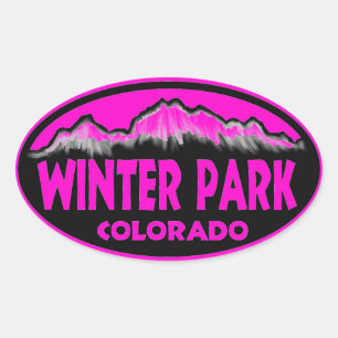 Winter Park Colorado pink oval stickers