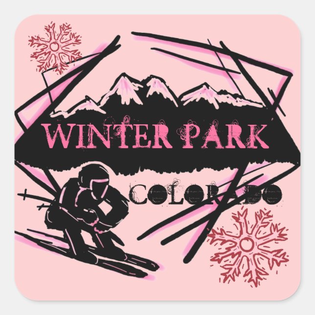 Winter Park Colorado pink theme ski stickers (Front)