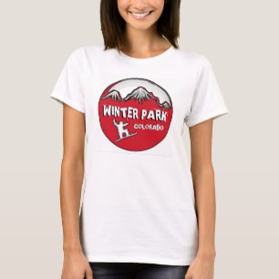 Winter Park Colorado red snowboard ladies tee