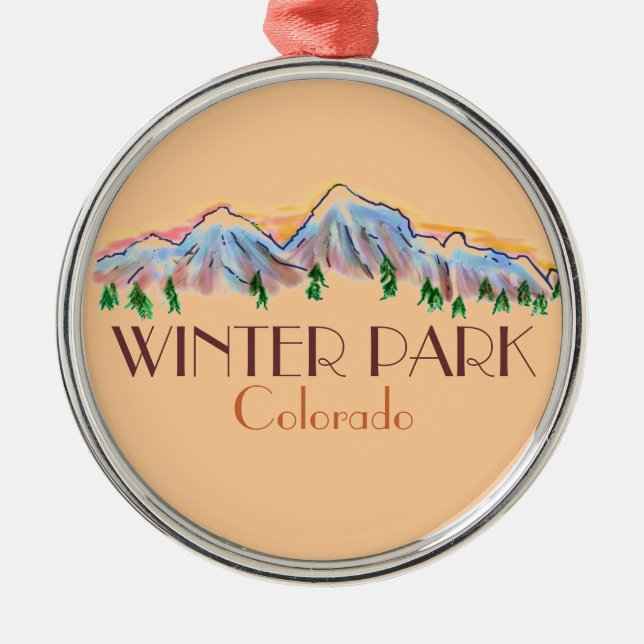 Winter Park Colorado scenic mountain ornament (Front)