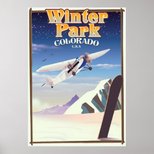Winter Park colorado vintage travel poster