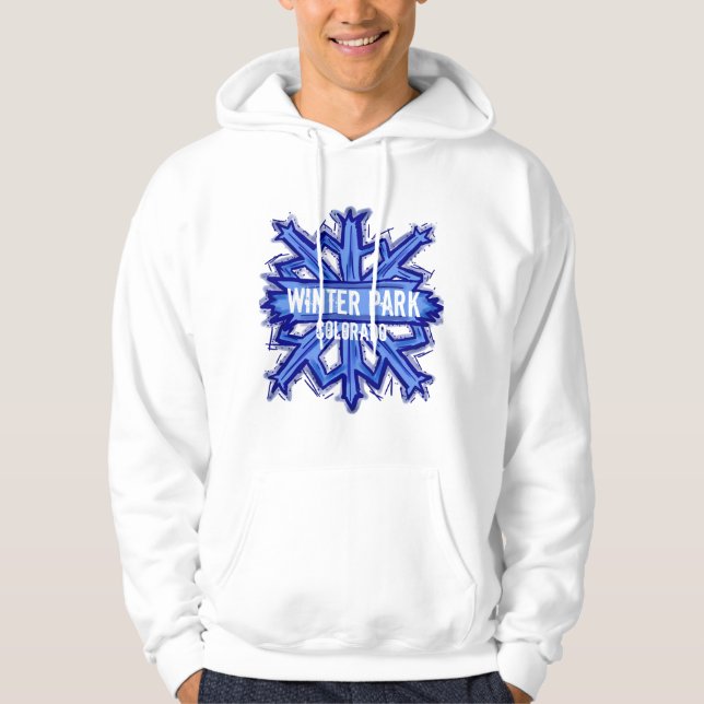 Winter Park Colorado winter snowflake hoodie (Front)