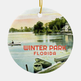 Winter Park Florida, Lake Osceola Vintage Ceramic Tree Decoration