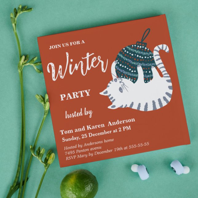 Winter Party Christmas Toy Cat Invitation (Creator Uploaded)